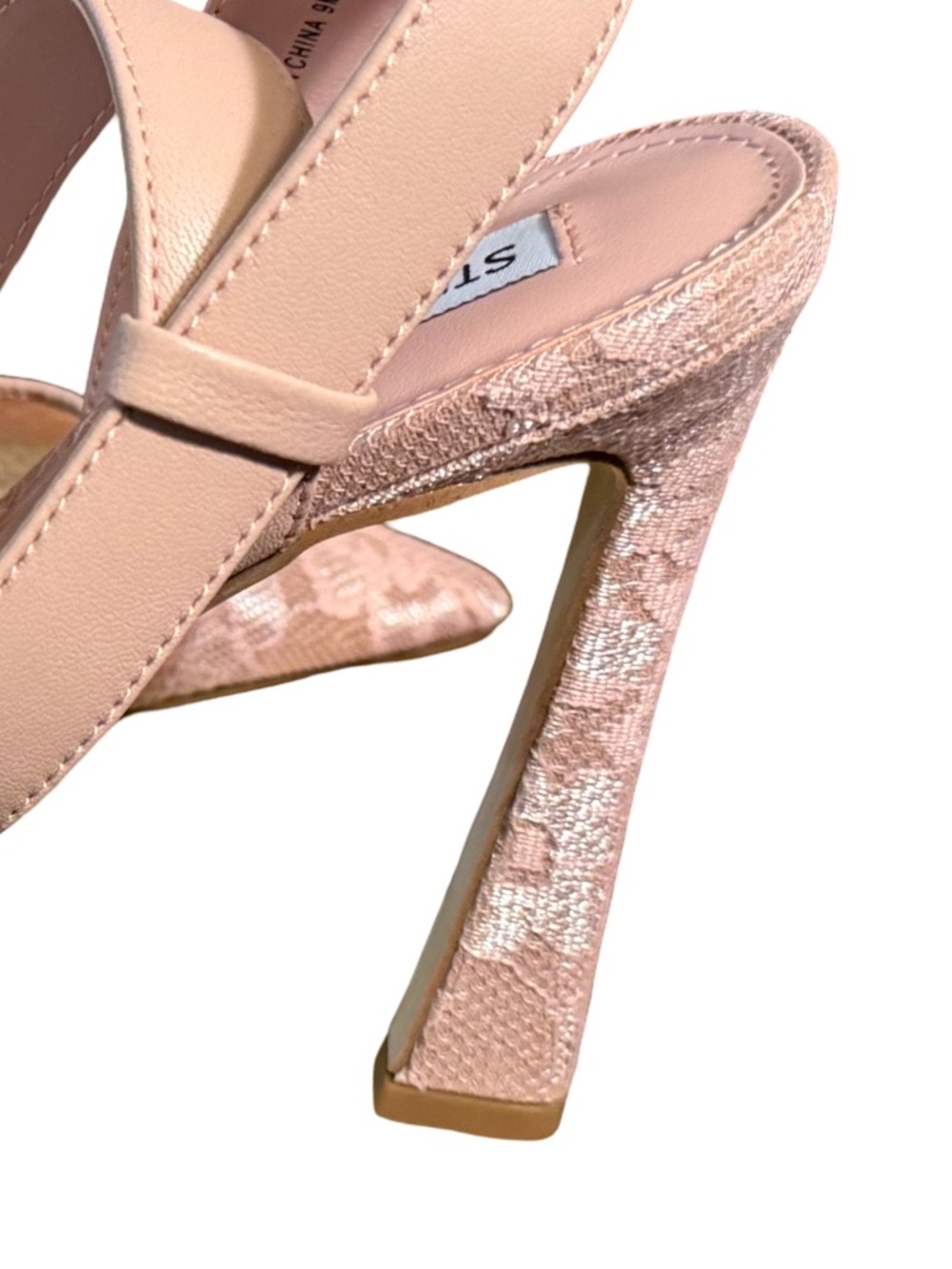 Steve Madden Sarantos Pretty Blush Lace Pointed-Toe Ankle-Strap Heels (SH331) - Picture 7 of 13